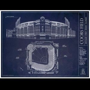 Coors Field Blueprint Style Print